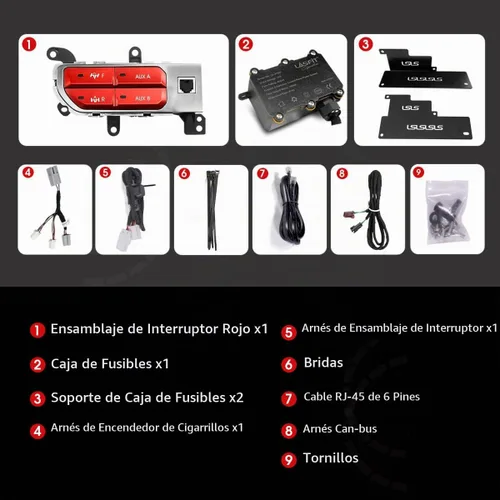 Vista 6 de LASFIT Kit de panel de interruptores auxiliares, banco de interruptores de casillero delantero y trasero, panel de interruptor de tablero