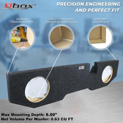 Vista 4 de Bbox - Caja de subwoofer dual de 10 pulgadas, carcasa de subwoofer alfombrada sellada, compatible con Dodge Ram Quad Cab 2002-2018, caja