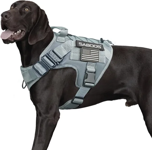 Vista 12 de Arnés militar para perro, sin tirones, con asa y Molle, de fácil control, arnés para perro, arnés de entrenamiento para caminar, ajustable, Verde