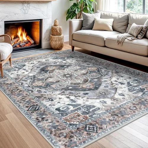 Vista 14 de SIILOOM Alfombra lavable de 2 x 3 pies, alfombra suave color taupe ceniza para entrada, tapete antideslizante para puerta de interior, tapete