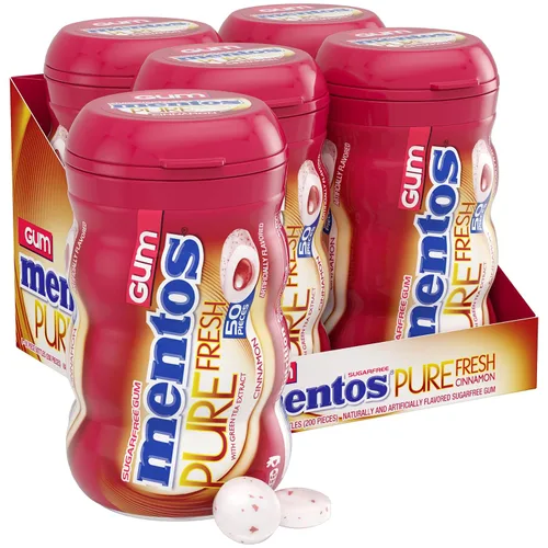 Vista 8 de MENTOS Sugar Free Gum with Xylitol, Spearmint, 50 Piece Bottle (4 Pack)
