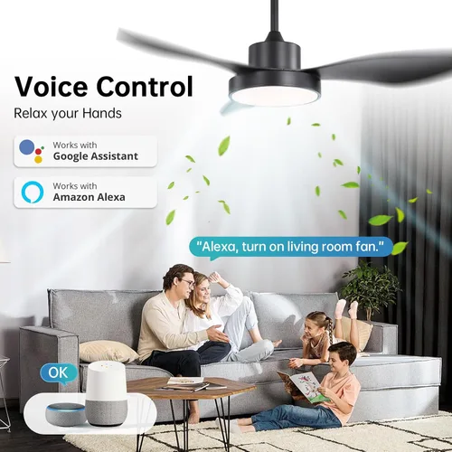 Vista 3 de Sofucor Ventilador de techo de 47 pulgadas con luces de montaje empotrado, modernos ventiladores de techo para exteriores con control remoto, 3CCT
