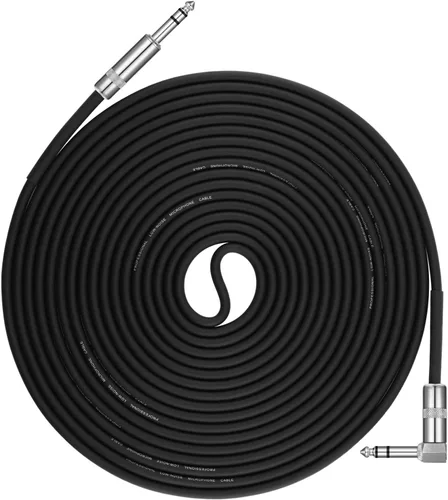 Vista 13 de Donner Cable TRS de 6 pies, cable de conexión estéreo equilibrado, resistente, sin zumbido de 1/4 pulgadas, ángulo recto macho a cable recto TRS
