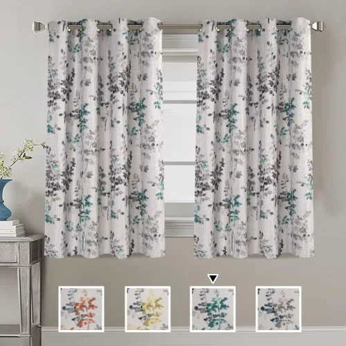 Vista 40 de H.VERSAILTEX Cortinas opacas de lino de 45 pulgadas de largo para dormitorio/sala de estar con aislamiento térmico con ojales, cortinas de lino