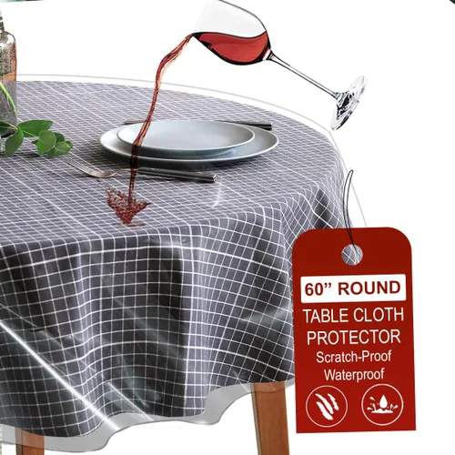 Vista 18 de LAMINET Protector de Mantel de Plástico Transparente – Cubierta de Mesa de Vinilo Resistente de Lujo – 54" Cuadrado – Cristalino, Fácil de Limpiar.