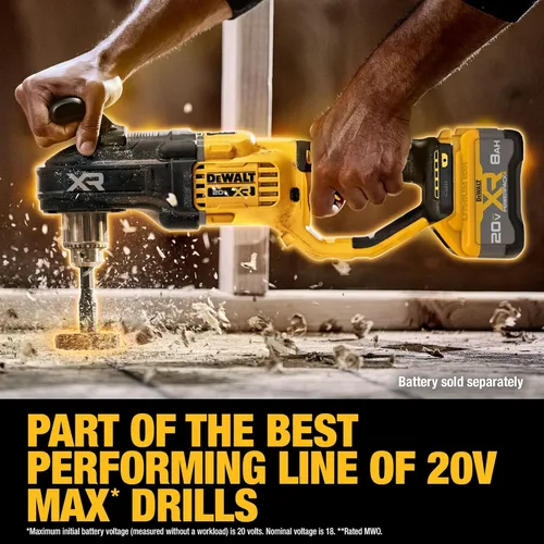 Vista 6 de DEWALT 20 V MAX* XR Taladro inalámbrico sin escobillas compacto de 1/2 pulg. para pernos y viguetas (solo herramienta) (DCD446B)