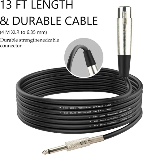 Vista 4 de Marengo Micrófono vocal dinámico para altavoz de karaoke, micrófono de mano con cable con interruptor de encendido y apagado y cable desmontable