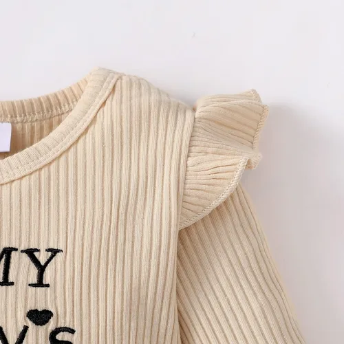 Vista 3 de Ropa para bebé recién nacida, con volantes, mameluco de algodón floral, conjunto de pantalones de algodón para niñas
