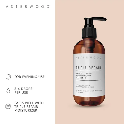 Vista 2 de Asterwood Triple Repair Matrixyl 3000 8 oz + suero de vitamina C 8 oz