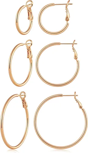 Vista 41 de Gacimy Aretes de aro de oro para mujer, aros finos chapados en oro de 14 Negro