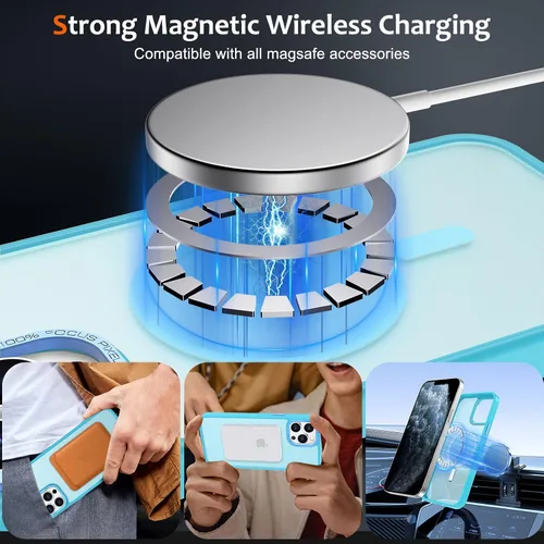 Vista 933 de Anuck - Funda magnética para iPhone 11 compatible con MagSafe, carcasa trasera mate translúcida dura, borde de TPU, delgada, resistente a impactos