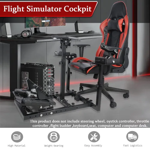Vista 3 de Supllueer Flight Game Mount & Racing Wheel Stand with Three Multiple Shift Lever Panels fit Logitech Thrustmaster Saitek Honeycomb, Steering Wheel