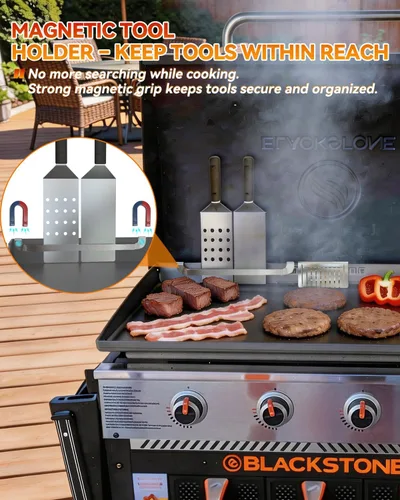 Vista 5 de Griddle Accessories Set for Blackstone 17 22 28 36 Inch, BBQ Grill Parts Plateado