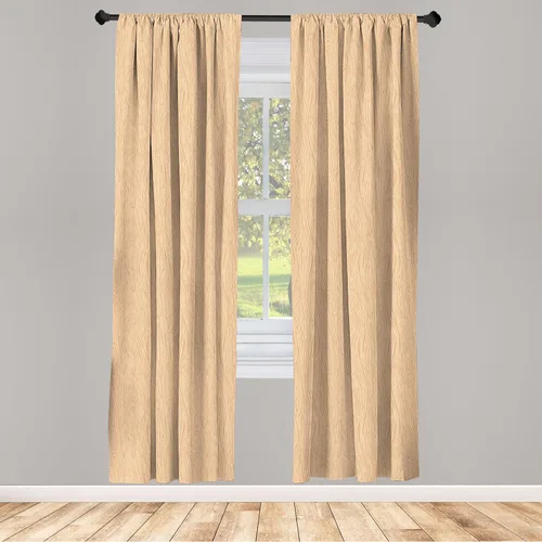 Vista 2 de Lunarable Cortinas con estampado de madera, madera natural rústica con rayas, patrón abstracto ovalado, tema de carpintería, tratamientos