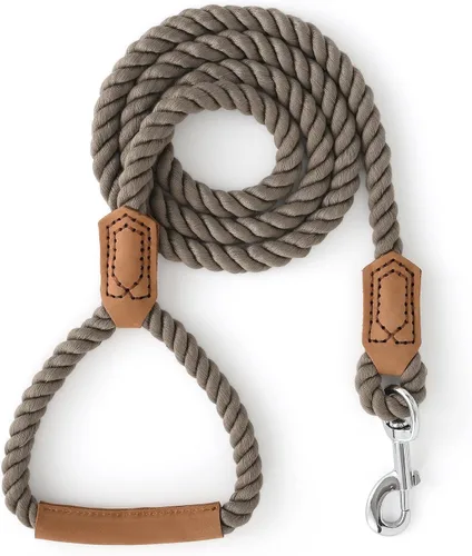 Vista 16 de Mile High Life Correa para perro, correas de cuerda de algodón trenzada con mango de cuero, cierre de metal resistente, 4 pies, 1/2 pulgada