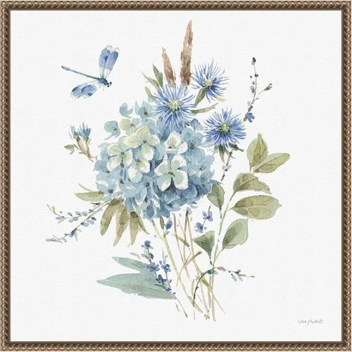Vista 16 de Amanti Art Lisa Audit - Lienzo enmarcado para pared, 16 x 16 pulgadas, azul bohemio 04A (Ramo de flores) por Lisa Audit, lienzo enmarcado