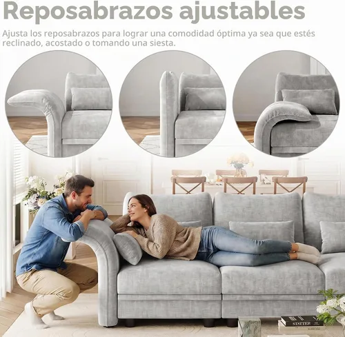Vista 6 de LLappuil Sofá modular de gran tamaño de 179 pulgadas con asiento de almacenamiento, sofás seccionales grandes de 14 piezas para sala de estar
