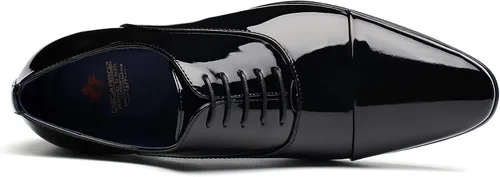 Vista 2 de DECARSDZ Mens Faux Patent Leather Classic Lace-up Formal Oxford Tuxedo Dress Shoes Men Wedding Shoe