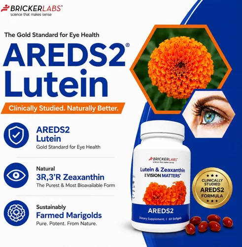 Vista 2 de Bricker Labs Suplemento ocular de luteína natural + zeaxantina – Apoya la salud de los ojos, el cerebro y la piel con carotenoides maculares