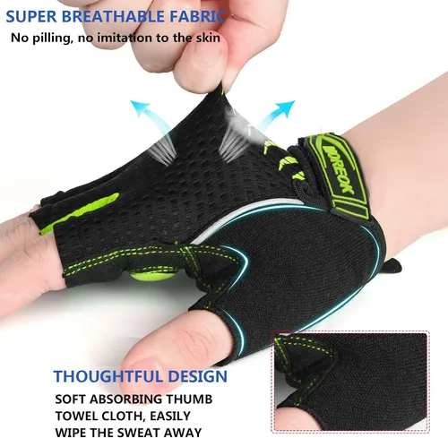 Vista 3 de MOREOK Guantes de ciclismo para hombresmujeres-almohadilla de gel de 0.197 in guantes de ciclismo de medio dedo bicicleta de carretera MTB guantes