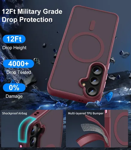 Vista 4 de Funda magnética avanzada para Samsung Galaxy S22 Plus delgada protectora [probada contra caídas de grado militar y compatible con MagSafe]