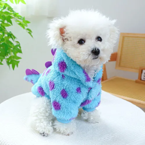 Vista 2 de Sudaderas con capucha para perro, sudadera de forro polar para Halloween, vacaciones, Navidad, suéteres para perro, ropa de invierno para perro