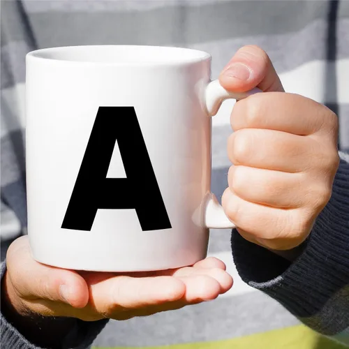 Vista 4 de Retreez Taza con monograma con monograma del alfabeto de la A a la Z con inicial, tazas de café de cerámica de 11 onzas – Agradecimiento
