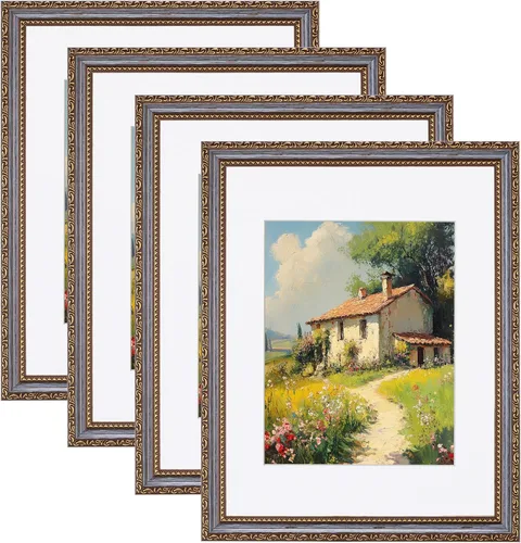 Vista 59 de eletecpro 8x10 Vintage Picture Frame, Glass Cover, Gold, 4-Pack Dorado