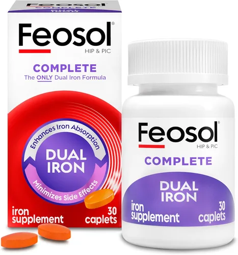 Vista 7 de Feosol Comprimidos Completos de Suplemento de Hierro, Hierro Bifera para Alta Absorción, Hemo y No Hemo de Doble Acción Minimiza los Efectos
