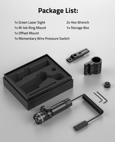 Vista 7 de CVLIFE Laser Sight for Rifle with Picatinny Rail Mount/Barrel Mount, Green Laser for Guns, Low-Profile Laser Sight with Pressure Switch