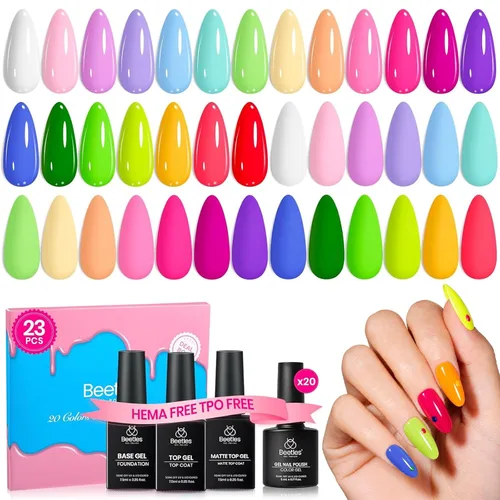 Vista 17 de Juego de esmalte de uñas de gel Beetles Cat Eye - 24 piezas, 20 colores de esmalte de uñas de gel con brillantina, cambia de color oscuro, kit