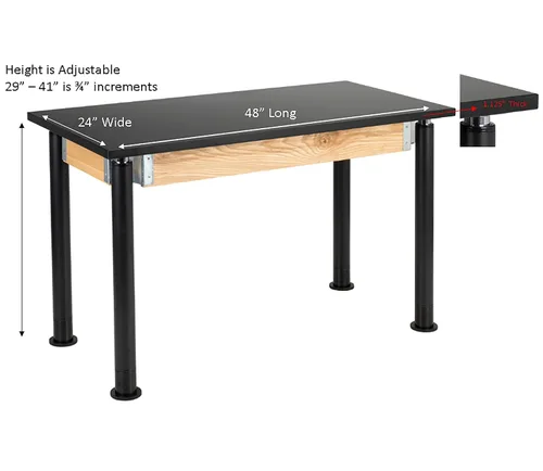 Vista 8 de Learniture Mesa de laboratorio escolar de ciencia resistente con parte superior resistente a productos químicos, mesa de ciencia de altura ajustable