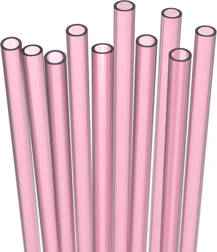 Vista 8 de Fiesta First 10 Pajitas de Plástico Duro Reutilizables Largas para Beber, Ancho Medio + Cepillo de Limpieza Resistente - para Vasos, Frascos Mason