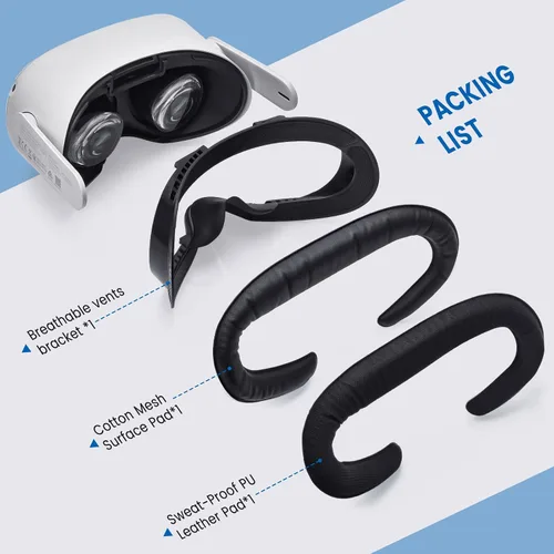 Vista 7 de VR Face Pad for Oculus Quest 2,Facial Interface Bracket Face Cover with Nose Pad, 2pcs PU Leather Foam Cushion for Meta Quest 2 Accessories