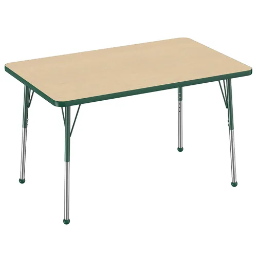 Vista 23 de FDP - Mesa rectangular para actividades escolares y de oficina (24 x 36 pulgadas), patas estándar con deslizadores giratorios, altura ajustable