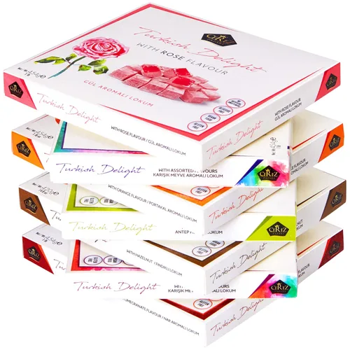 Vista 9 de Cerez Pazari - Delicia turca con sabores de fresa, melocotón, melón, mandarina, mora, Mezcla de sabores, Caja de regalo con aperitivos gourmet