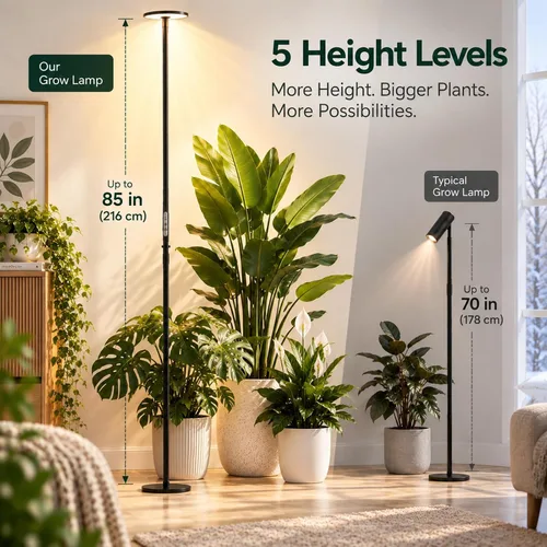 Vista 6 de Luz de crecimiento de 85 pulgadas de alto para plantas grandes Control remoto con temporizador prémium de 2300 K a 6500 K de 1 a 23 horas