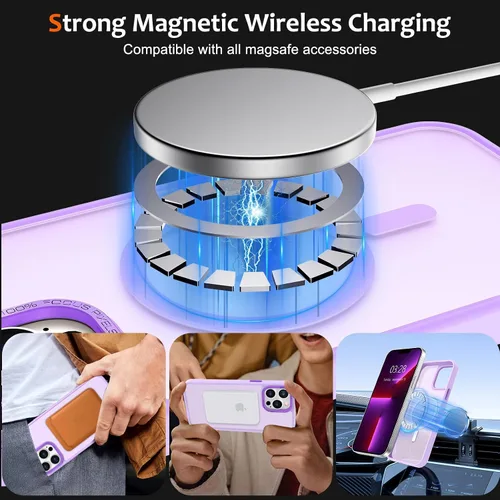 Vista 511 de Anuck - Funda magnética para iPhone 11 compatible con MagSafe, carcasa trasera mate translúcida dura, borde de TPU, delgada, resistente a impactos