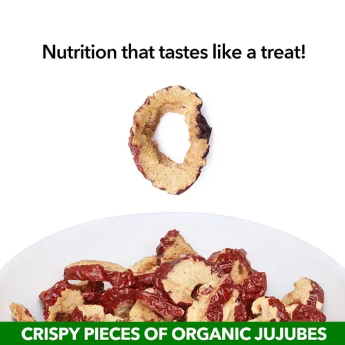 Vista 2 de Producto orgánico de azufaifo puro cultivado en California USDA JUJUME Crisps Chips de azufaifo dulce Cero azúcar añadido o conservantes