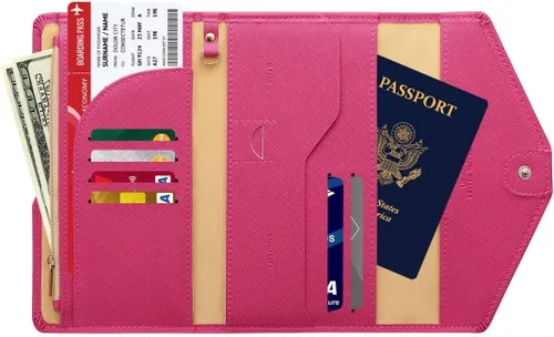Vista 14 de Zoppen - Billetera de viaje con bloqueo RFID multiusos (Ver.4) Portatarjetas de pasaporte y vacunas, organizador de documentos de tres pliegues