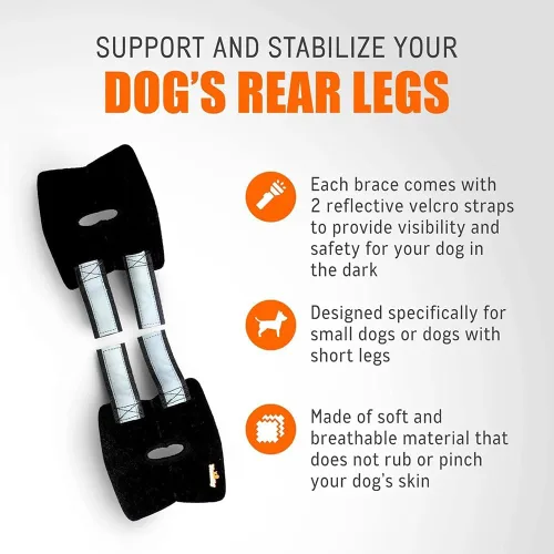 Vista 2 de Dog Knee Brace for ACL, Arthritis & Injury - 2 Pack Adjustable Dog Leg Support Wrap with Reflective Strips, Breathable & Elastic Dog Knee Pads for
