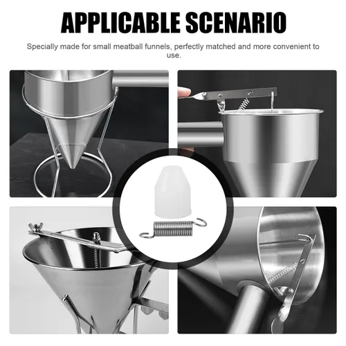 Vista 8 de 1 Unidades de embudo de plata para reparar panqueques dispensador parte jarabe embudo primavera herramienta accesorio acero inoxidable