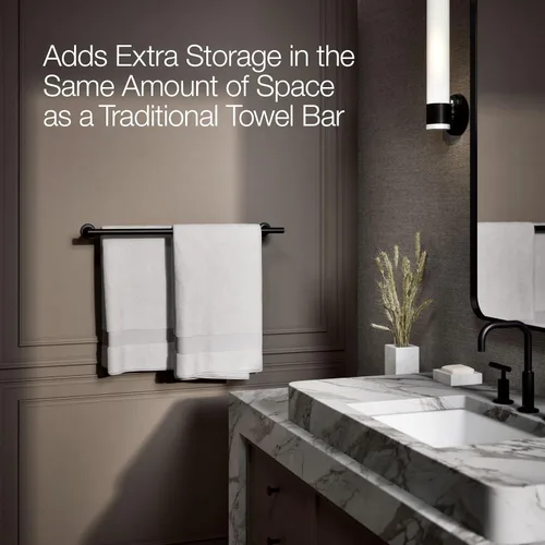 Vista 3 de Kohler 14375-BL Purist® - Toallero doble de 24 pulgadas, negro mate