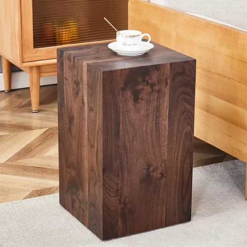 Vista 28 de Mesa de café rústica marrón para sala de estar, mesas centrales rectangulares modernas, elegante mesa de cóctel de madera para oficina en casa