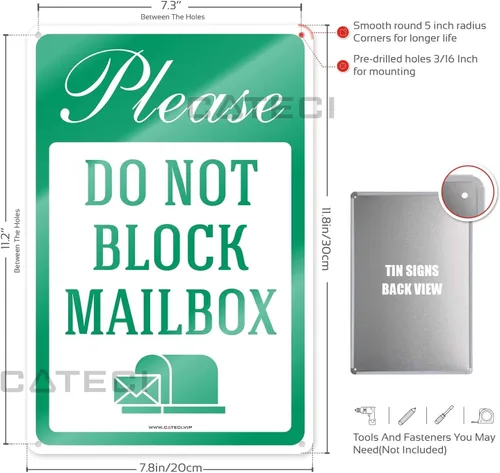 Vista 3 de Letrero de propiedad con texto en inglés «Please Do Not Block» para buzón de correo, decoración de otoño para el hogar, letrero de cuidado