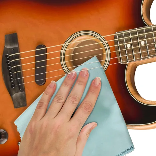 Vista 6 de Paquete de 6 paños de guitarra, paño de limpieza de flauta de microfibra de 12 x 12 pulgadas para instrumentos musicales, paños de limpieza