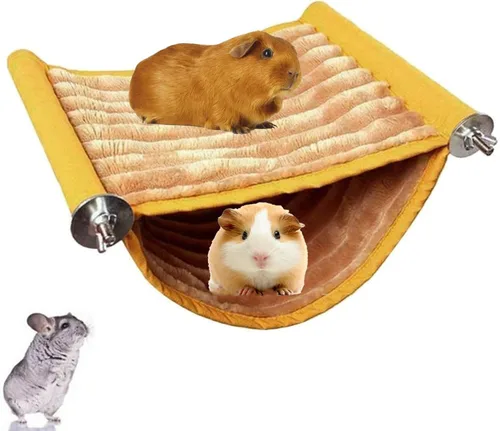 Vista 7 de Hamaca cálida para hámster, ratón, rata, columpio colgante, jaula de conejillo de indias, ropa de cama pequeña para mascotas, jaula de doble capa