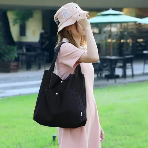 Vista 2 de Bolso de lona para mujer, ligero, para el trabajo, la escuela, con asa superior