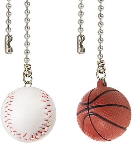 Vista 6 de Tiradores de cadena para ventilador de techo, extensión decorativa de 12 pulgadas, adornos extensores de fútbol y baloncesto, juego de tiradores