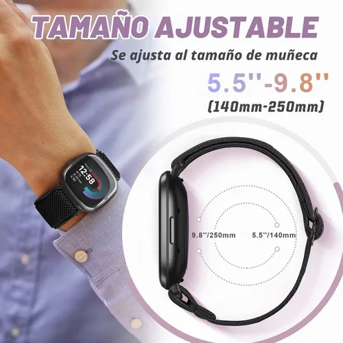 Vista 3 de Bcuckood Compatible con Fitbit Versa 4/Versa 3/Sense 2/Sense Band para mujeres y hombres, paquete de 5 correas de nailon elástico suave ajustable